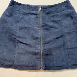 DIVIDED H&M FAUX SUEDE Silver FULL ZIP A-line MINI SKIRT SIZE 12